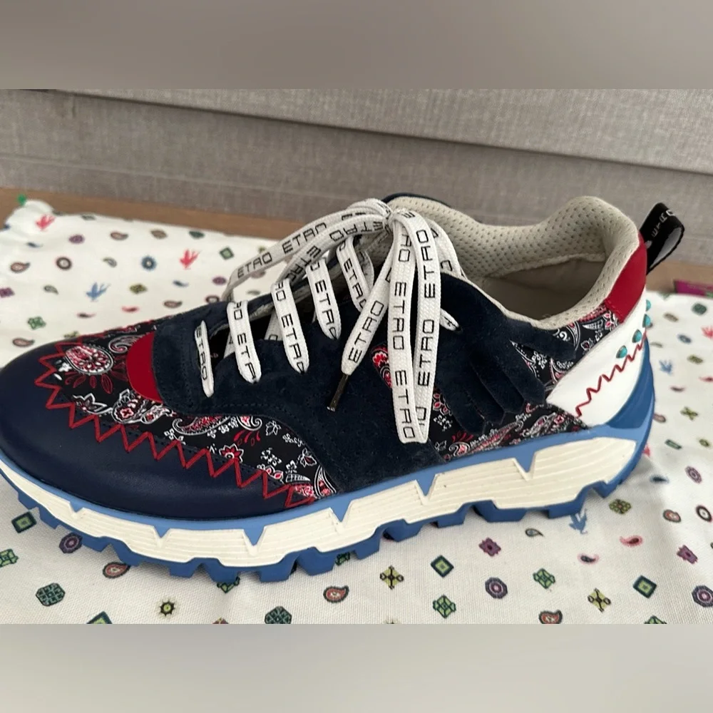 ETRO MENS PAISLEY PRINT EARTHBEAT IN BLUE SZ 10 - Picture 4 of 5